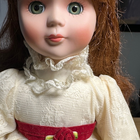 Marian yu design Cream Porcelain Doll with Red Accent - Picture 8 of 9